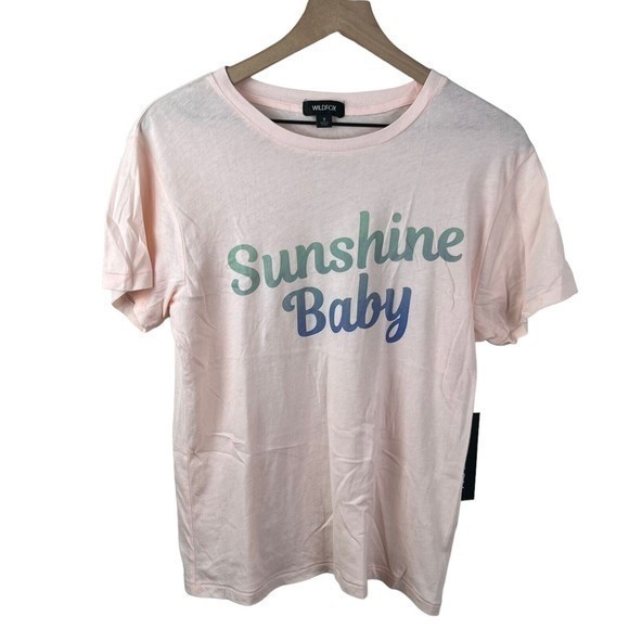 Wildfox Womens Crew Neck Sunshine Baby Pink Salt Short Sleeve Tee NWT Small‎ - Picture 1 of 5